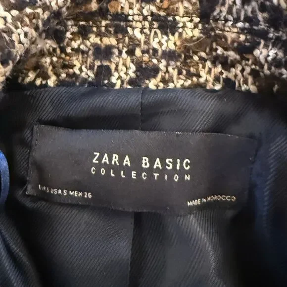 Zara Black and Brown Textured Coat - Picture 3 of 9